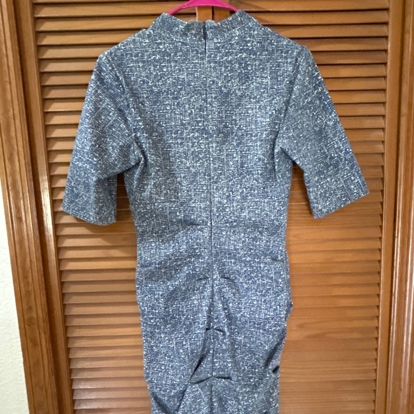 Nicole Miller Short-Sleeve Ruched Printed Ponte Dress - Picture 5 of 7